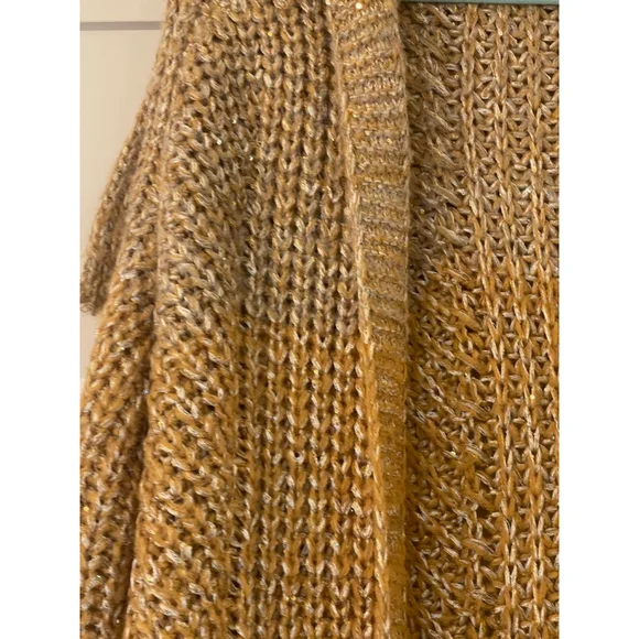 NWT Anthropologie Maeve Ombre Cardigan Sweater M Gold Shimmer Sequins Cape - Picture 4 of 15